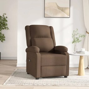 3073729 vidaXL Fotoliu rabatabil electric, maro, material textil