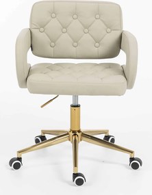 HR8403K Scaun Ecru Piele Ecologica Premium Soft cu Bază Aurie