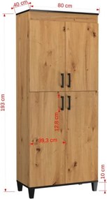 Dulap POLA 17 – 80x40x193 cm – Stejar Artisan