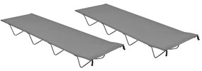 vidaXL Paturi camping, 2 buc., gri, 180x60x19 cm, țesătură oxford&amp;oțel