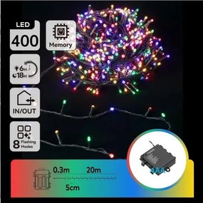 Aigostar - Ghirlandă LED de Crăciun pentru exterior 400 LED/8 funcții 4xAA 20,3 m multicolor