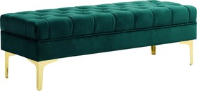 HOMCOM Bancă Hol, cu Husă Capitonată din Catifea cu Picioare Metalice pentru intrare, dormitor sau sufragerie, 118x45x42 cm, Verde | Aosom Romania