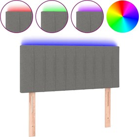 vidaXL Tăblie de pat cu LED, gri închis, 80x5x78/88 cm, textil
