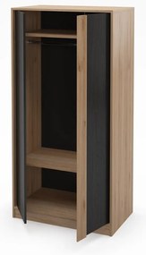 Șifonier negru/în culoare naturală cu aspect de lemn de stejar 90x180x53 cm Dennis – Marckeric