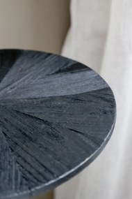 Masuta laterala de perete, neagra, din lemn masiv si metal D35cm, Clayn