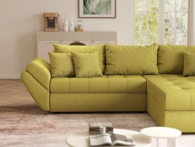 Colțar extensibil dumonde cu ladă de depozitare si sezut confortabil din spuma high-density, Loana Enjoy Green II 270x185 cm