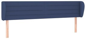 3117304 vidaXL Tăblie de pat cu aripioare, albastru, 183x23x78/88 cm textil