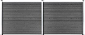vidaXL Set panouri gard, 353x146 cm, negru, WPC