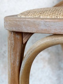 Scaun de bar, din lemn de mango si rattan, cu aspect vintage, Old French