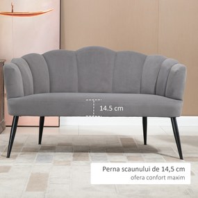 HOMCOM Canapea 132 cm pentru dormitor, mobilier modern din catifea, canapea mica tapitata pentru spatii mici, gri | Aosom Romania