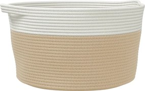 vidaXL Coș de depozitare, bej și alb, Ø40x25 cm, bumbac