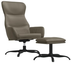 3097447 vidaXL Scaun relaxare cu taburet, gri închis, piele ecologică