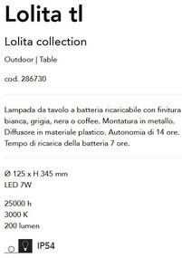 Lampa LED portabila pentru iluminat exterior Lolita tl gri
