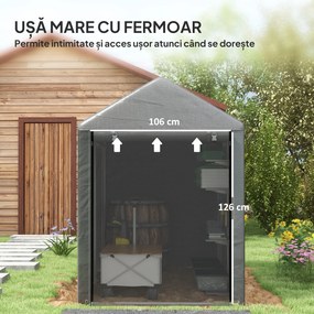 Outsunny Magazie pentru Scule cu Protecție UV și Intrare cu Fermoar, Cort de Garaj, 120x179x165 cm, Gri Închis | Aosom Romania