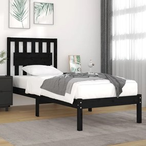 3103902 vidaXL Cadru de pat single, negru, 90x190 cm, lemn masiv de pin
