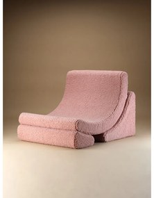 Fotoliu de copii roz cu tapițerie din țesătură bouclé Moon – Wigiwama