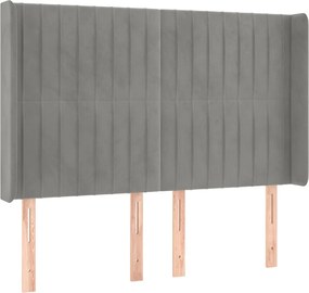 vidaXL Tăblie de pat cu aripioare gri deschis 147x16x118/128cm catifea