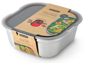 Cutie pentru alimente Black+Blum FBSS-SQ-L017, 1.4 L, Patrata, Potrivita pentru cuptor, Fara BPA, Otel inoxidabil, Gri