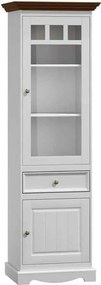 Vitrină lemn masiv nuc Linea Alb-, 60 × 45 × 190 cm