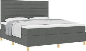 vidaXL Pat cu arcuri cu saltea Gri închis 180 x 200 cm țesătură