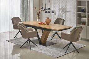 Masa extensibila dreptunghiulara Fanis natur/negru L160-220 cm