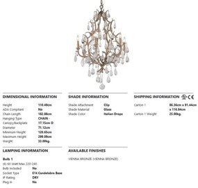 Candelabru LUX realizat manual din fier forjat, cu 6 brate, AMADEUS 6