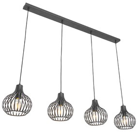 Lampa suspendată inteligentă neagră cu 4 lumini, inclusiv 4 Wifi G95 - Saffira