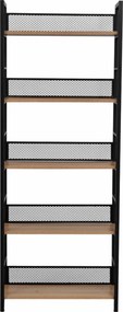 Etajera KELER TIP 2, negru/stejar, metal/DTD laminat, 60x28x154 cm