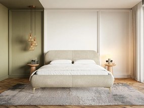 Pat matrimonial 140 cm Octave 140B (cu somieră) (crem + auriu). 1099958