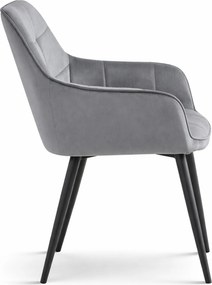 Fotoliu de sufragerie VARSI VELVET cu picioare negre, gri