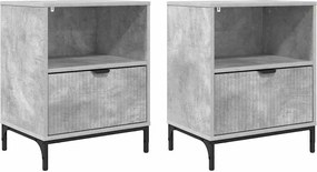 vidaXL Dulap de noapte 2 pcs Gri beton 49 x 36 x 61 cm Lemn compozit