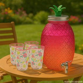 Set 4 pahare Flowers & Fruits 510 ml , roz