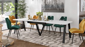 Mazzoni AVERY Alb Mat/picioare negre - MASĂ DE LOFT/INDUSTRIALĂ PENTRU SALON/SUFRAGERIE EXTENSIBILĂ PÂNĂ LA 290 cm!