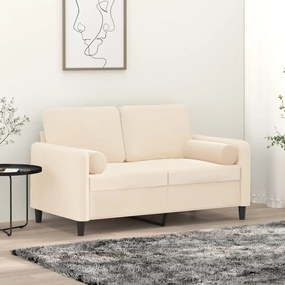 Canapea cu 2 locuri cu pernepernute, crem, 120 cm, catifea Crem, 138 x 77 x 80 cm