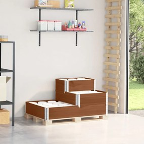 vidaXL Strat înălțat cu 3 niveluri, maro, 120x80 cm, lemn masiv pin