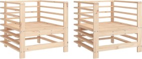 vidaXL Scaune de grădină, 2 buc., lemn masiv pin
