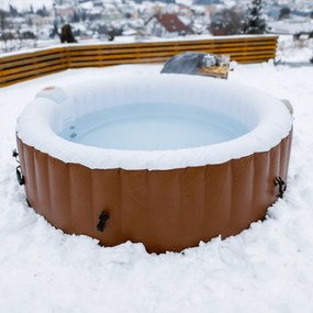 Cada cu hidromasaj gonflabil, maro/alb, 2-4 pers., 800 l, KAMINO NEW TYP 1