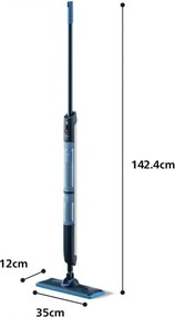 Mop electric Philips OneUp 3000 XV3101/01, 50 min, 50 m², 312/270 ml, cap rotativ la 360°, indicator LED, încărcare USB-C, albastru