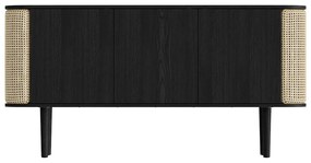 Comodă neagră/în culoare naturală joasă cu aspect de lemn de stejar 150x75 cm Treasures – UMAGE