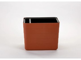 Ghiveci cu sistem auto-udare de agățat pe balustradă Plastia Berberis, cărămiziu