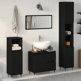 vidaXL Set de Mobilier pentru Baie de 3 Piese Negru Stejar Lemn Stratificat
