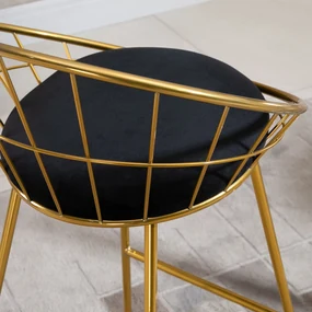 HOMCOM Set 2 Scaune Bar Înalte, Design Modern, Pernă Catifea, Poliester și Metal, Negru și Auriu, Confortabil | Aosom Romania