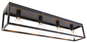 Plafoniera industriala neagra 99.5 cm 4 lumini - Cage