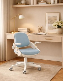 JUNIOR STUDY PRO – Scaun ergonomic rotativ pentru copii, reglabil pe înălțime, suport picioare reglabil, rotativ 360°, roți cu blocare automată, Albastru