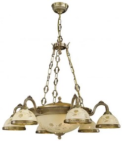 Candelabru cu 6 brate din alama cu sticla decorata design italian 6208