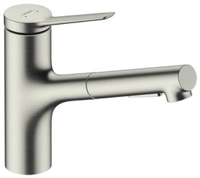 Baterie bucatarie cu dus extractibil crom periat Hansgrohe Zesis M33 150 sBox lite cu 2 jeturi