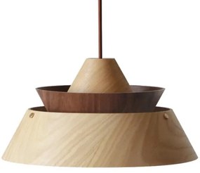 Lustră suspendată pe cablu din lemn masiv, 1xE27/60W/230V, Ø 33 cm, stejar/nuc/lemn de cauciuc