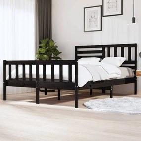 3101162 vidaXL Cadru de pat King Size, negru, 150x200 cm, lemn masiv