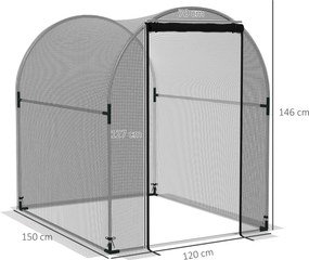 Outsunny Plasă de protecție pentru plante, protecție împotriva păsărilor, cu ușă și cadru solid din oțel, 1,2x1,5x1,5m, Negru/Argintiu | Aosom Romania