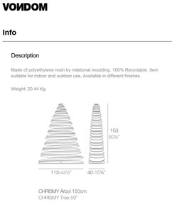 Brad Decorativ CHRISMY 1,5m ILUMINAT LED, 49071W Vondom